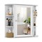 Wall Mounted Mirror Bathroom Storage Cabinet with 3 Adjustable Shelves and 6 Open Side Racks